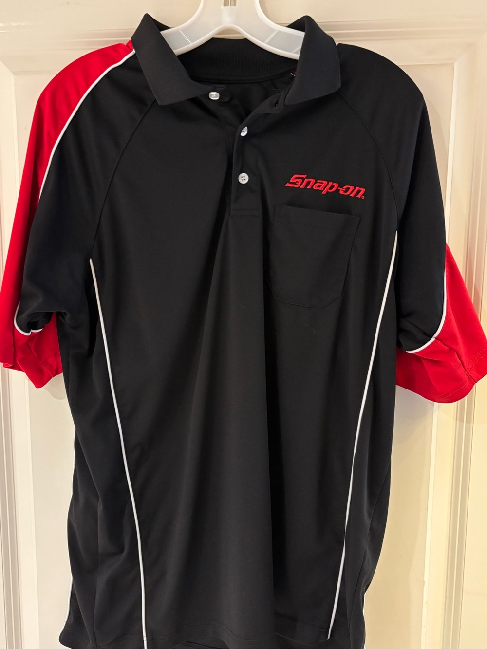 Snap-On Tools Men’s Polo Shirt Size Large Black/Red Racing/Mechanic/Workwear EUC